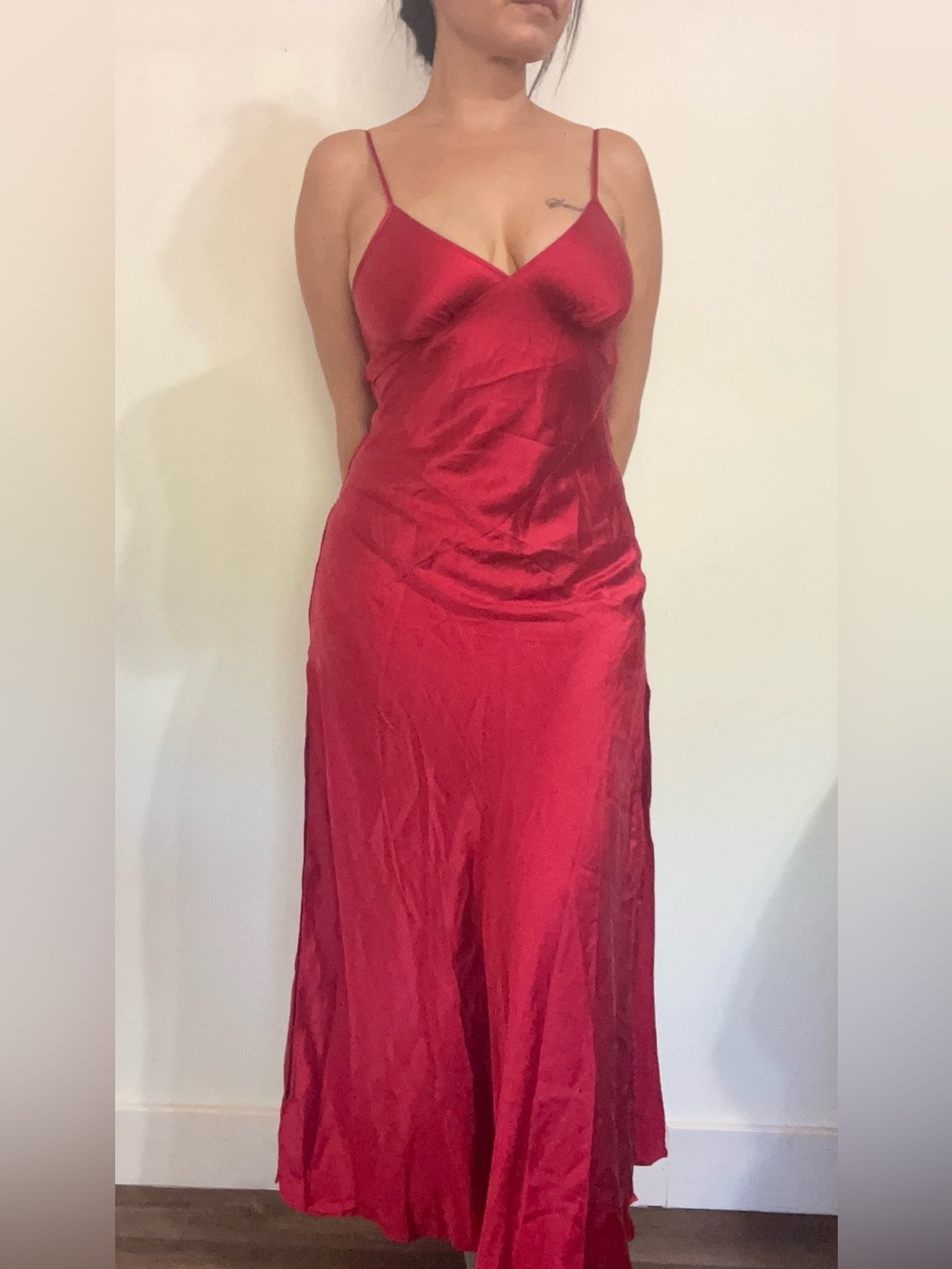 Victoria's Secret Vintage Red Silk Slip Dress Y2K XS